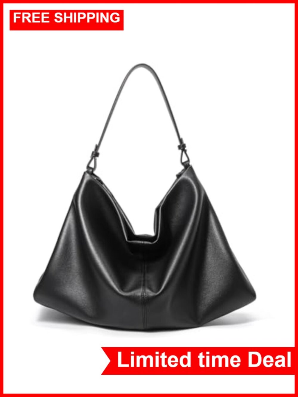 Minimalist Soft Leather Tote Bag Shoulder Purse Adjustable Strap Work Handbag